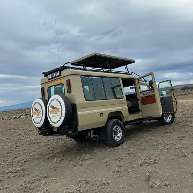 Magic of Wild Adventure Safaris Landcruizer Rear and Side View with Doors Open
