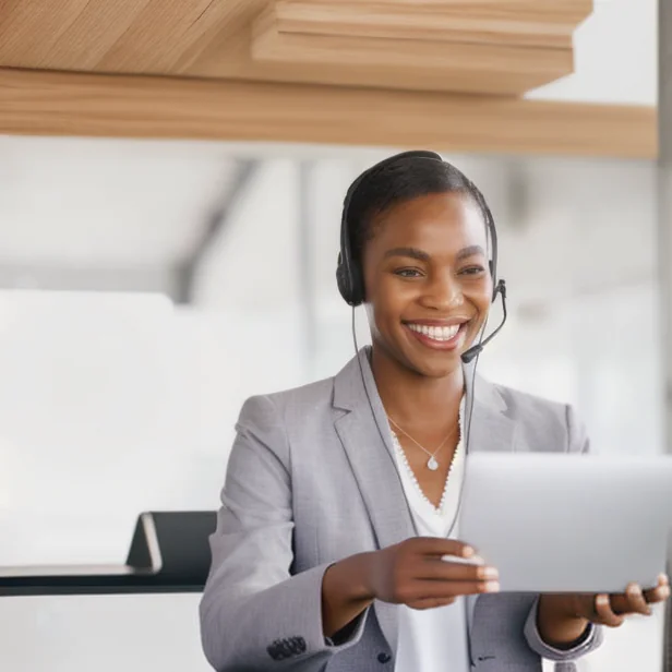 A girl in the call center A girl in the call center
